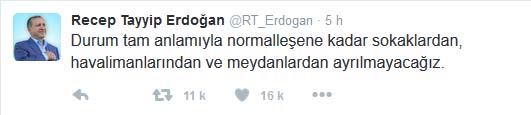 Tweet de Recep Erdogan